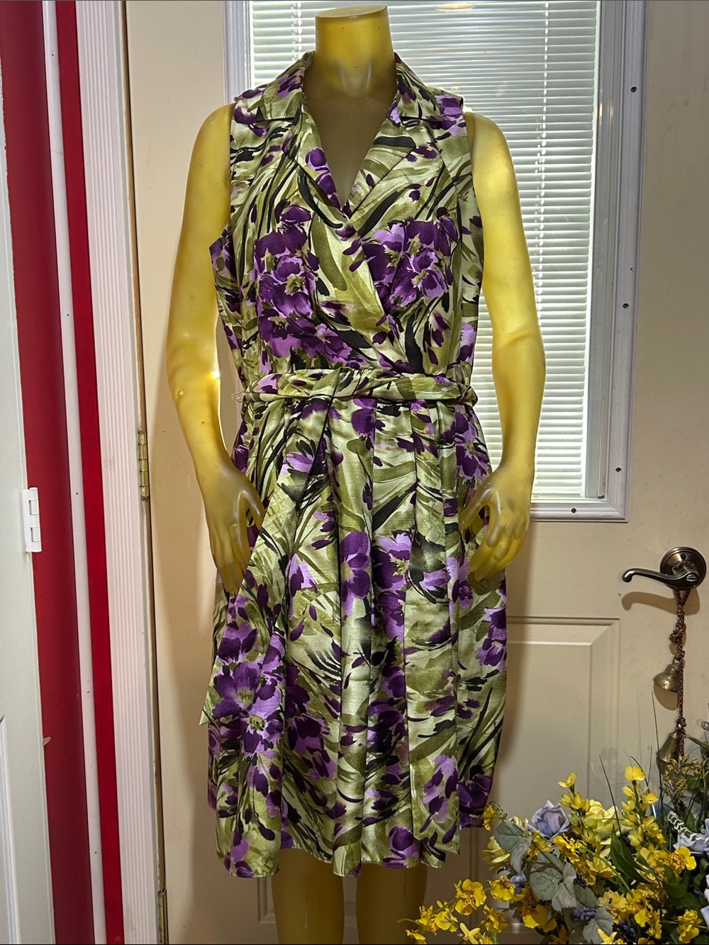 NWOT Jessica Howard Purple/Green Floral Midi Dress